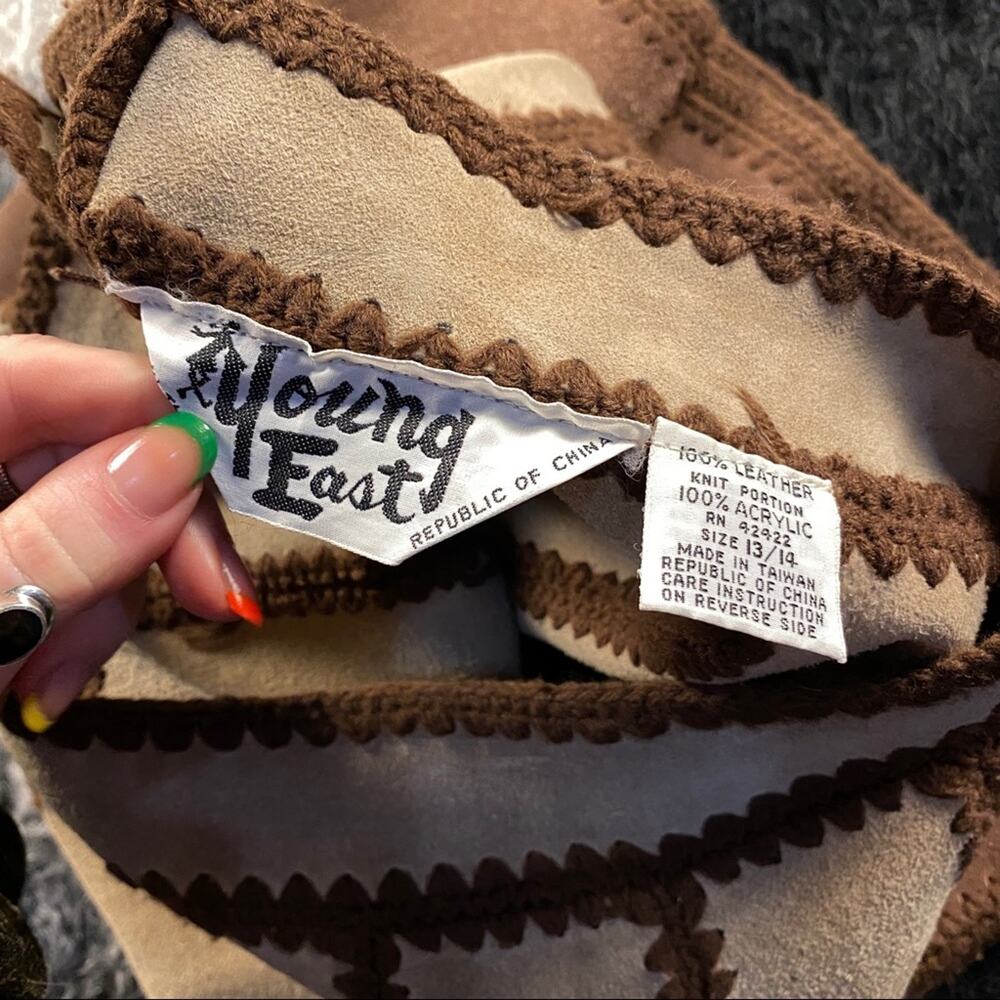 Vintage 70s young east brown suede a line skirt 13/14 - Picture 12 of 16